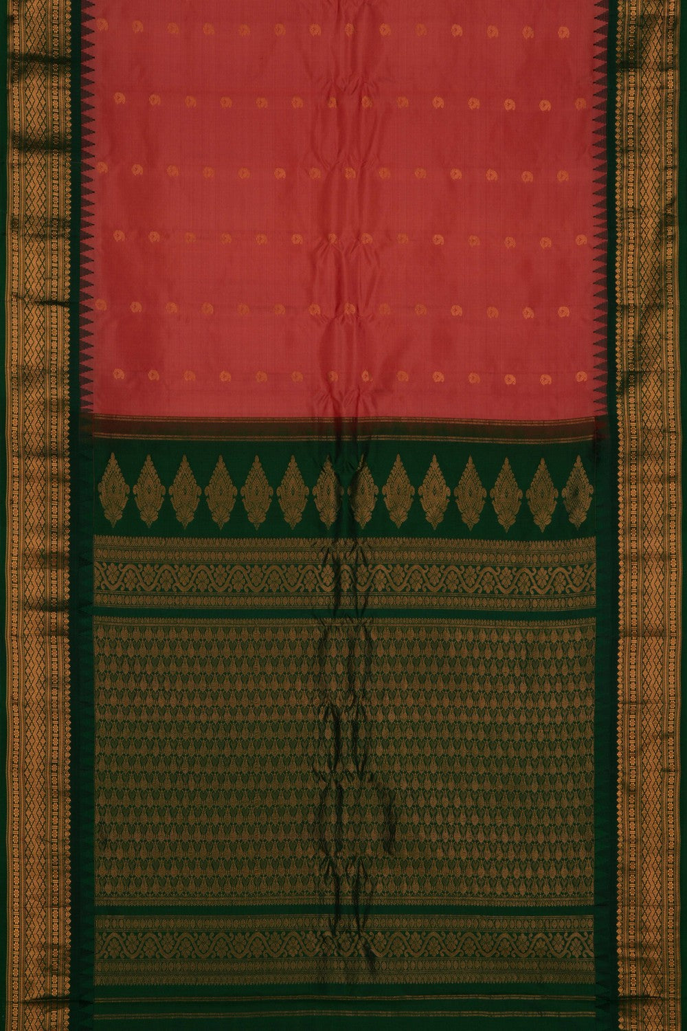 Image of Gadwal Silk Coral Pink Saree